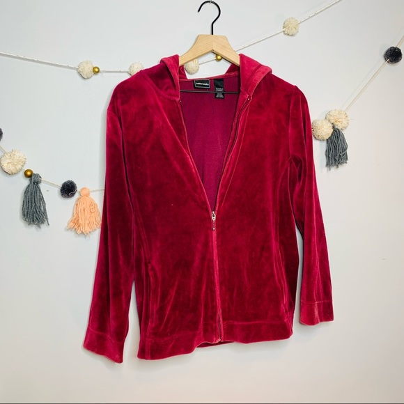 VINTAGE y2k preppy maroon velour sweatshirt zip up hoodie - Picture 4 of 11